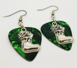 CLEARANCE Christmas Stocking Charm Guitar Pick Earrings - Pick Your Color