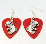 CLEARANCE Christmas Stocking Charm Guitar Pick Earrings - Pick Your Color