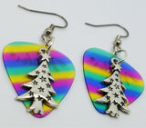 CLEARANCE Tall Starry Christmas Tree Charm Guitar Pick Earrings - Pick Your Color