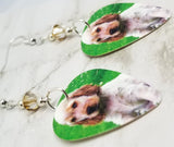 Cocker Spaniel Puppy Guitar Pick Earrings with Champagne Colored Swarovski Crystals