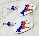 Democrat Symbol Donkey Guitar Pick Earrings with Blue Swarovski Crystal Bicones