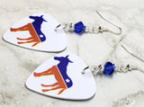 Democrat Symbol Donkey Guitar Pick Earrings with Blue Swarovski Crystal Bicones