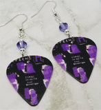 Depeche Mode Songs of Faith and Devotion Guitar Pick Earrings with Purple Swarovski Crystals
