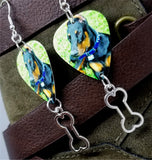 Doberman Pinscher Guitar Pick Earrings with Bone Charm Dangles