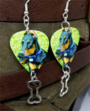 Doberman Pinscher Guitar Pick Earrings with Bone Charm Dangles