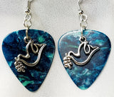 CLEARANCE Dove with Olive Branch Charm Guitar Pick Earrings - Pick Your Color