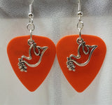 CLEARANCE Dove with Olive Branch Charm Guitar Pick Earrings - Pick Your Color