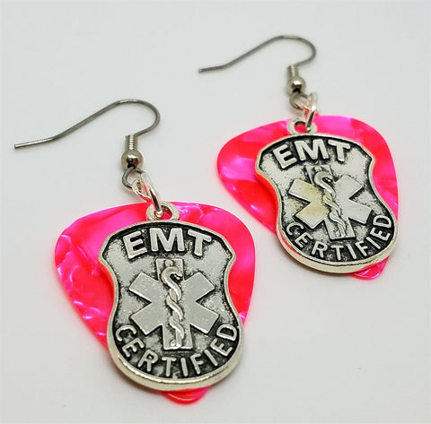 CLEARANCE EMT Shield Charm Guitar Pick Earrings - Pick Your Color