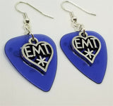 CLEARANCE EMT Heart Charm Guitar Pick Earrings - Pick Your Color