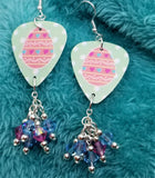 Pink Easter Egg Guitar Pick Earrings with Swarovski Crystal Dangles