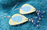 CLEARANCE Blue Easter Egg Guitar Pick Earrings with Aquamarine Swarovski Crystal Dangles