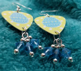 CLEARANCE Blue Easter Egg Guitar Pick Earrings with Aquamarine Swarovski Crystal Dangles