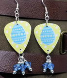 CLEARANCE Blue Easter Egg Guitar Pick Earrings with Aquamarine Swarovski Crystal Dangles