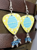 CLEARANCE Blue Easter Egg Guitar Pick Earrings with Aquamarine Swarovski Crystal Dangles