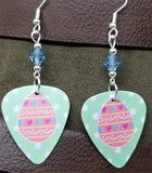 CLEARANCE Pink Easter Egg Guitar Pick Earrings with Aquamarine Swarovski Crystals
