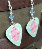 CLEARANCE Pink Easter Egg Guitar Pick Earrings with Aquamarine Swarovski Crystals