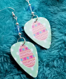 CLEARANCE Pink Easter Egg Guitar Pick Earrings with Aquamarine Swarovski Crystals