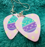Teal and Purple Easter Egg Guitar Pick Earrings