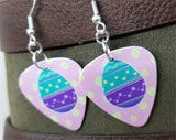 Teal and Purple Easter Egg Guitar Pick Earrings