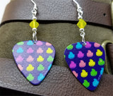 Colored Peeps Guitar Pick Earrings with Yellow Opal Swarovski Crystals