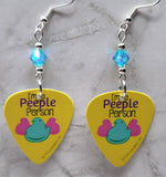 Peeps I'm a Peeple Person Guitar Pick Earrings with Turquoise ABx2 Swarovski Crystals