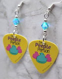 Peeps I'm a Peeple Person Guitar Pick Earrings with Turquoise ABx2 Swarovski Crystals