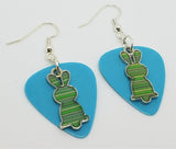 CLEARANCE Green Striped Bunny Charms Guitar Pick Earrings - Pick Your Color