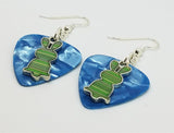 CLEARANCE Green Striped Bunny Charms Guitar Pick Earrings - Pick Your Color