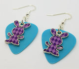 CLEARANCE Purple Argyle Bunny Charms Guitar Pick Earrings - Pick Your Color