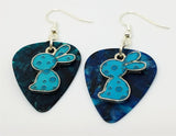 CLEARANCE Teal Polka Dot Bunny Charm Guitar Pick Earrings - Pick Your Color