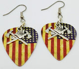 CLEARANCE Fire Department Crossed Axes with Helmet Guitar Pick Earrings - Pick Your Color