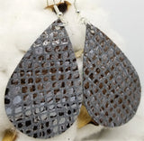 Gray Snakeskin FAUX Leather Earrings