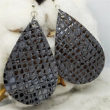 Gray Snakeskin FAUX Leather Earrings