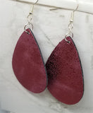 Worn Deep Red Tear Drop Shaped FAUX Leather Earrings