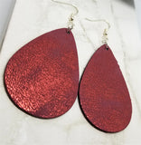 Worn Deep Red Tear Drop Shaped FAUX Leather Earrings