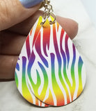 Rainbow Tiger Stripes Tear Drop Shaped FAUX Leather Earrings