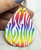 Rainbow Tiger Stripes Tear Drop Shaped FAUX Leather Earrings