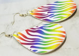 Rainbow Tiger Stripes Tear Drop Shaped FAUX Leather Earrings