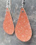 Pumpkins and Scrolling Vines Tear Drop Shaped FAUX Leather Earrings