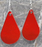Red Holo Teardrop Shaped FAUX Leather Earrings