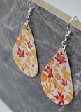 Autumn Leaves Tear Drop Shaped FAUX Leather Earrings