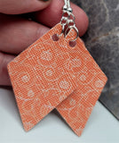 Pumpkins and Scrolling Vines Diamond Shaped FAUX Leather Earrings