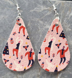 Vintage Style Christmas Tear Drop Shaped FAUX Leather Earrings