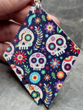 Sugar Skull FAUX Leather Diamond Shaped Earrings