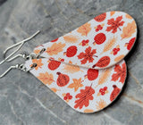 Autumnal Themed Leaves and Pumpkins Tear Drop Shaped FAUX Leather Earrings