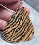 Tiger Stripe Print Tear Drop Shaped FAUX Leather Earrings