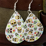 Sugar Skull FAUX Leather Earrings with Surgical Steel Earwires