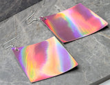 Pink Holo Diamond Shaped FAUX Leather Earrings