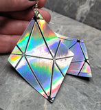 Triangular Shapes on Holographic Diamond Shaped FAUX Leather Earrings