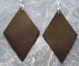 Olive Green Gloss Finish Diamond Shaped FAUX Leather Earrings